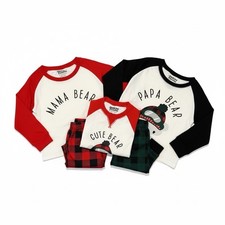 Family Matching Christmas Pajamas Set Mama Papa Bear XL Women Men Girls 6/6X