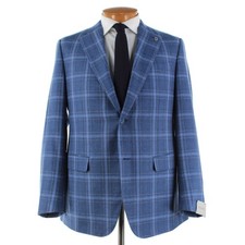 Ravazzolo NWT 100 Wool Sport Coat Size 52R 42R US In Blues Plaid
