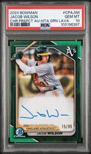 2024 Bowman Chrome Prospect Green Lava Jacob Wilson RC Rookie AUTO /99 PSA 10
