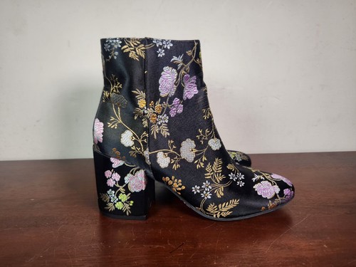 Carlos Santana Gatlin Damen-Stiefeletten Blumenstickerei schwarz Satin 8,5 M - Bild 1 von 17