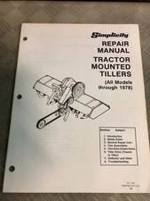 Simplicity Tracteur Monté Talles Tout Modèles Par 1978 Réparation Service Manuel