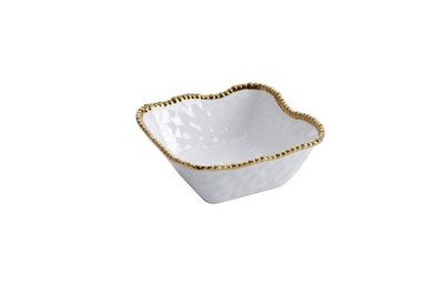 Pampa Bay Golden Salerno Porcelain Medium Square Salad Bowl White