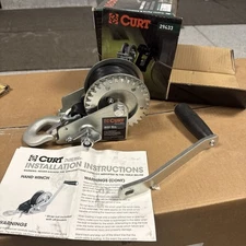 CURT 29433 Manual Hand Crank Boat Trailer Winch 900 Lbs Capacity 6-1/2" Handle