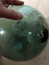 Antique Extra Large Japanese Glass 34”Circumference Fishing Float Blue Green