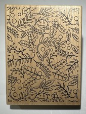 Recollections Christmas Noel Wood Stamp Holly Berry Leaves Branches