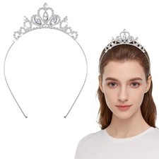 Larrel Princess Crown,Crystal Tiaras for Women,Pageant Silver Tiaras Headband Rh