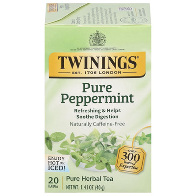 Twinings Pure Peppermint Individually Wrapped Tea Bags, 20 Count (Pack of 1),