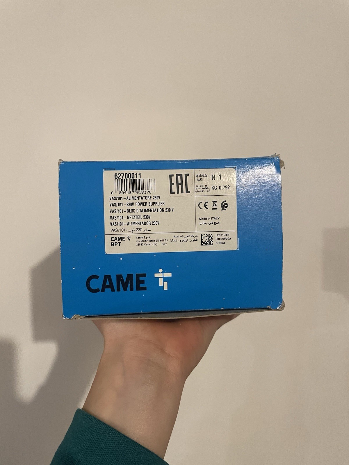 CAME VAS/101 Alimentatore Supplementare 18V DC per Sistema X1 BPT