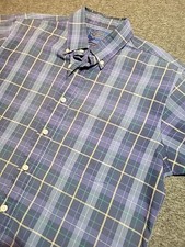 Vntg Pendleton Shirt Mens Sz LG Surf Plaid Short Sleeve ButtonUp Cabincore USA