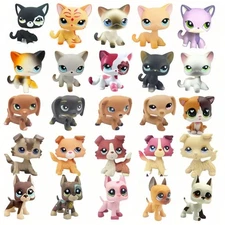 Random 5Pc Vintage Gift Pet Shop LPS Dog and Cat Short Hair Cat Collie Dachshund