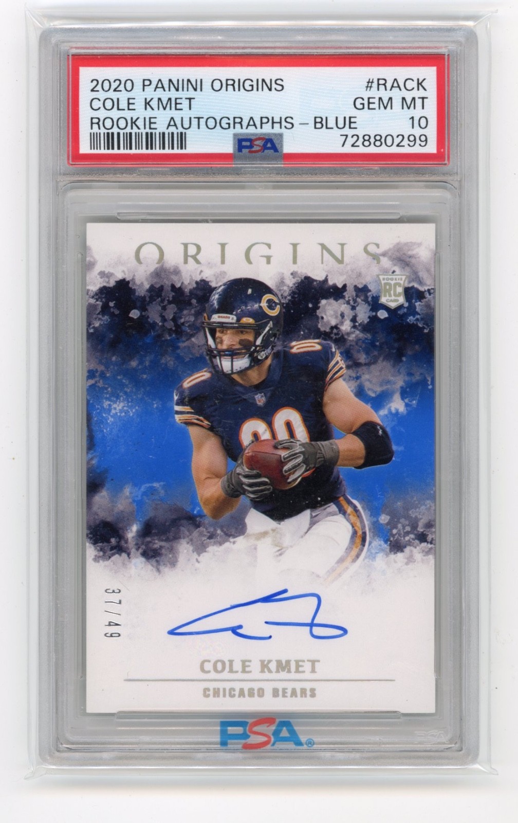 Cole Kmet Panini Origins Rookie Autographs #RACK Blue