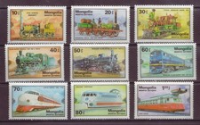 Mongolia, Set of 9, The History of Locomotives, MNH, 1979