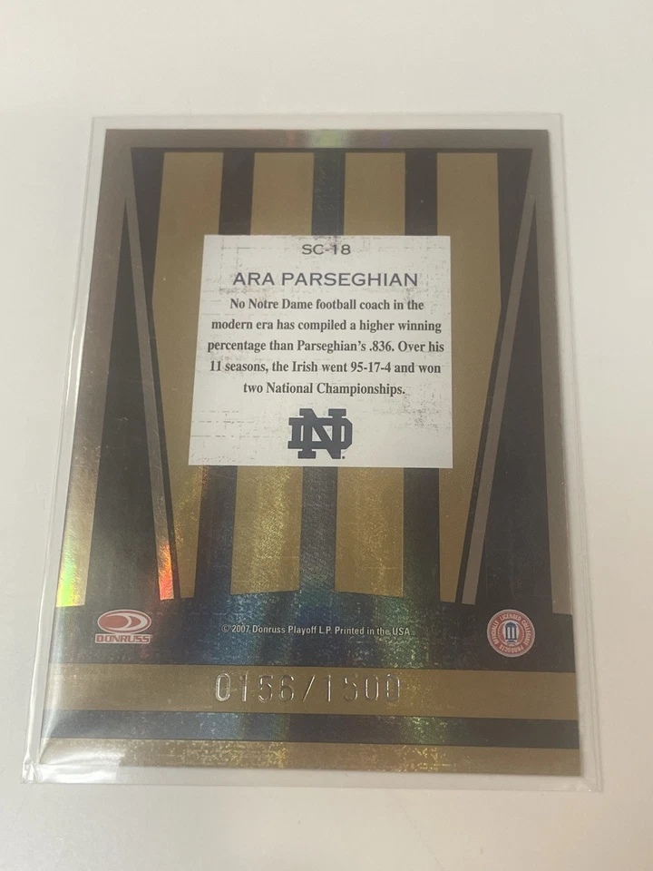 2007-08 Donruss Elite Ara Parseghian Extra Edition  (0156/1500) - Image 2 of 2
