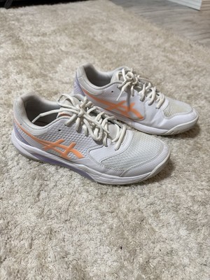 ASICS Women's 9 B GEL-Dedicate 8 Pickleball Shoe in White/Bright Sunstone