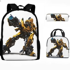 Transformers Anime Conjunto de 3 Piezas Niños Mochila Escolar Refrigerador Bolsa de Almuerzo Estuche para Plumas Lote
