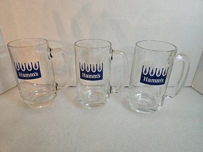 3 Vtg  HAMM'S BEER GLASS MUGS ''Refreshing As The Land Of Sky Blue Waters 5  1/2''