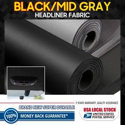 1/8'' Thick Flat Knit Headliner Fabric Foam Auto Roof Repair Upholstery Black