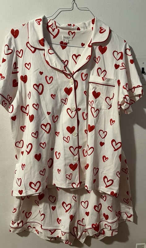 Bed Head Women’s Heart Print Short Set Organic Cotton Summer Size XL. NWT New