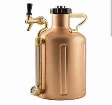 GrowlerWerks Pressurized Stainless Steel Copper Growler with Faucet – 128 oz