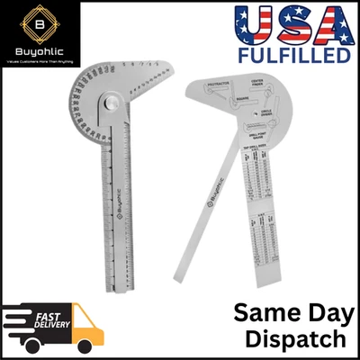 BUYOHLIC Multi Purpose Protractor Square Rule Centre Finder Drill Point Gauge Hand Tools