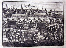 WISMAR 1716, SCHÖNE ORIGINAL-KUPFERSTICH-ANSICHT: EINNAHME DURCH DIE PREUSSEN