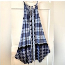 CHICO’S Tie-Dye Halter Midi Dress Navy blue boho women’s size S