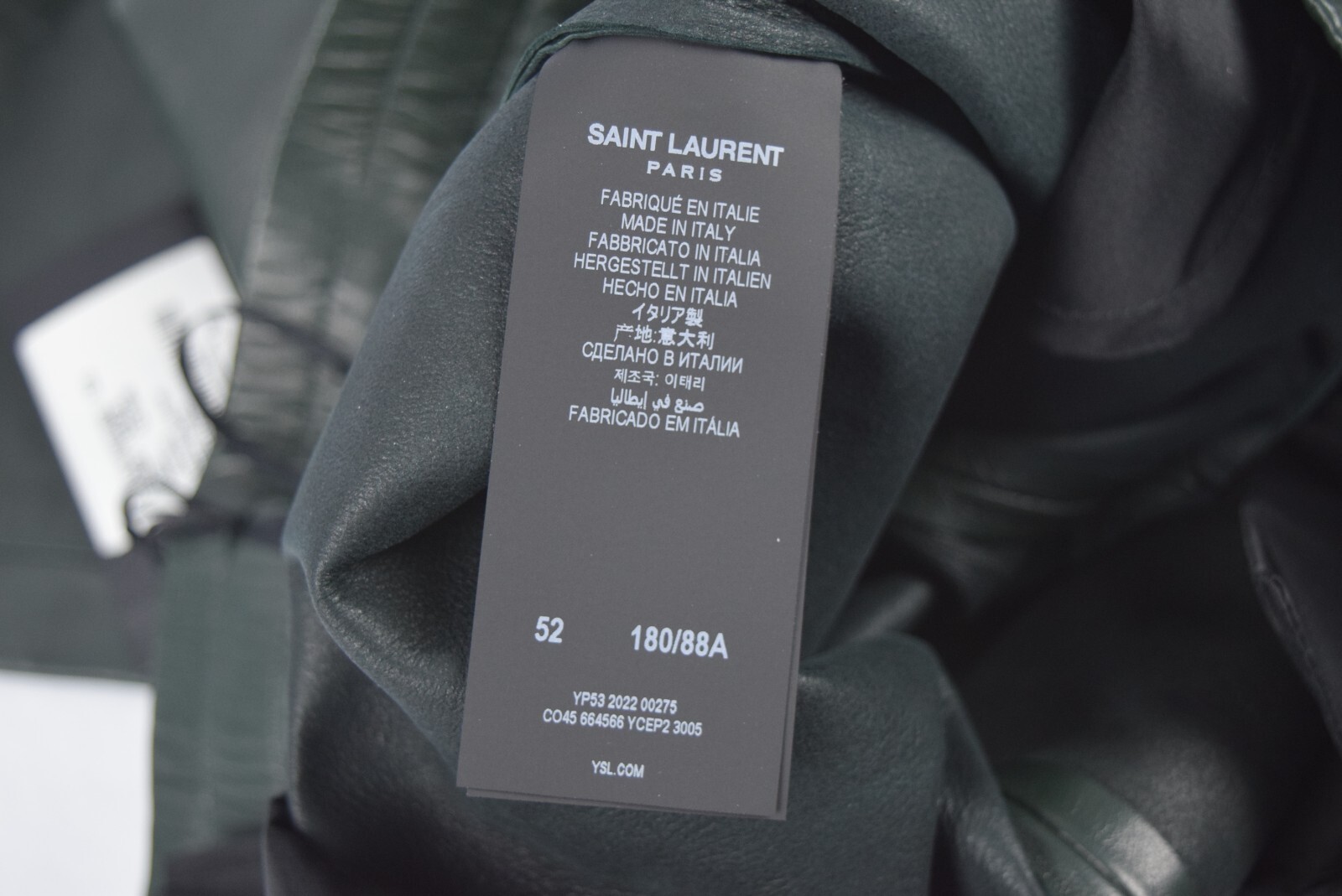 NUOVO! Felpa uomo YSL Saint Laurent pelle di agnello joggers 52EUR 36US verde