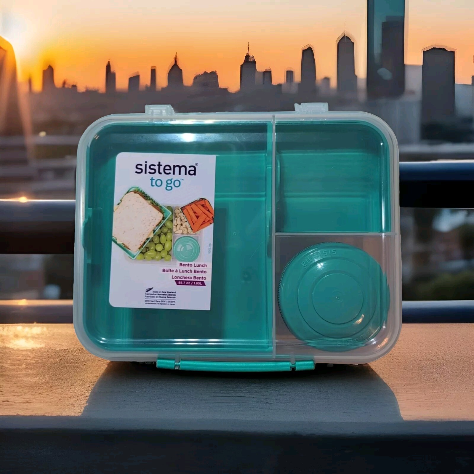 Sistema To Go Bento Lunch Box 55.7oz Teal Food Storage Container
