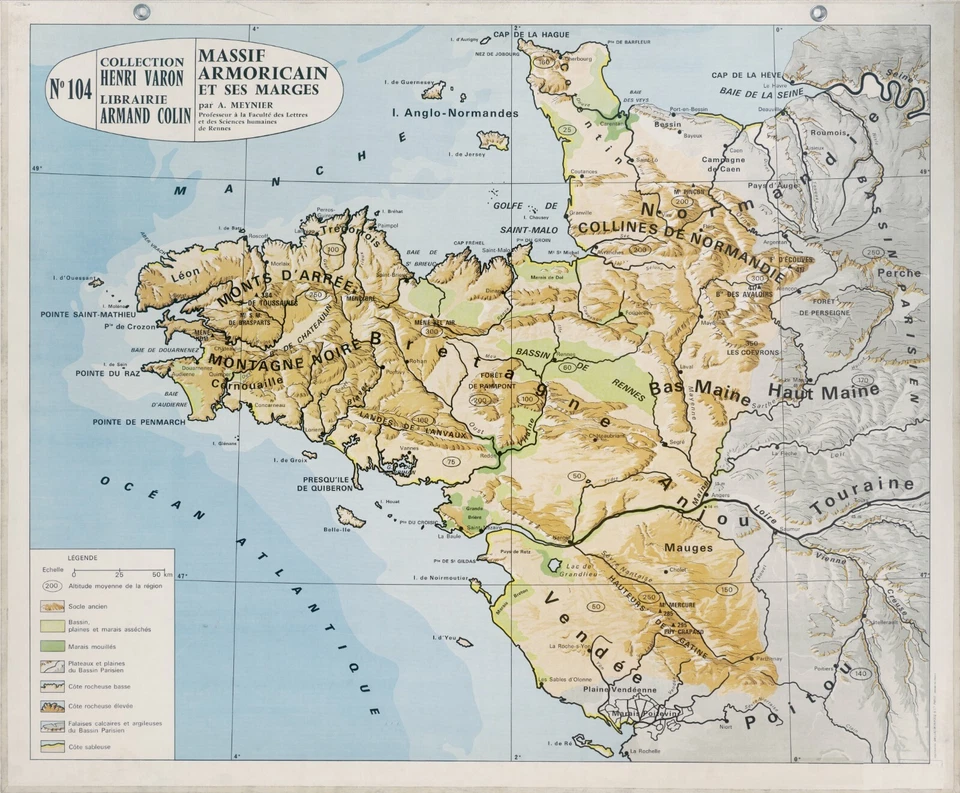 Carte Bretagne France Paris Lorraine Metz Régions Alsace Ecole - Photo 1/1