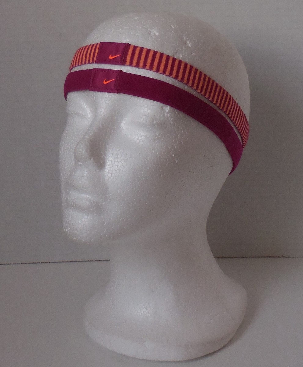 Nike Stripe Sport Hairband 2PK Adult Unisex Bright Magenta/Atomic