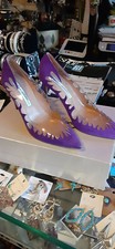 BRIAN ATWOOD New VIOLET Suede  LUCITE Victory Pumps sz 37 m Orig 249