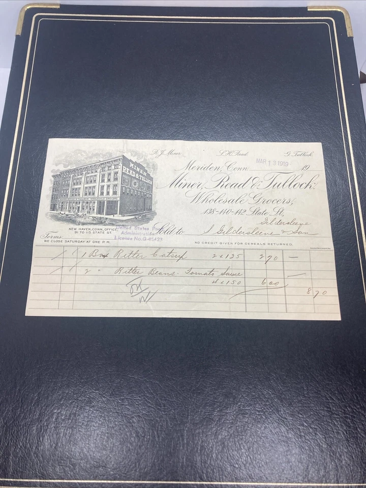 1919 Miner, Read & Tullock Wholesale Grocers Letterhead - Image 2 of 4