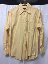 Nautica Yellow Button Front Long Sleeve Mens Sz 15 1/2 34/35 Dry Cleaned