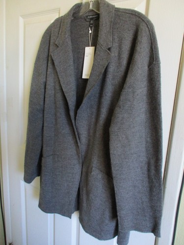 SZ XL Eileen Fisher ASH Notch Collar Boil Ash Grey Wool Jacket NWT - Picture 2 of 3