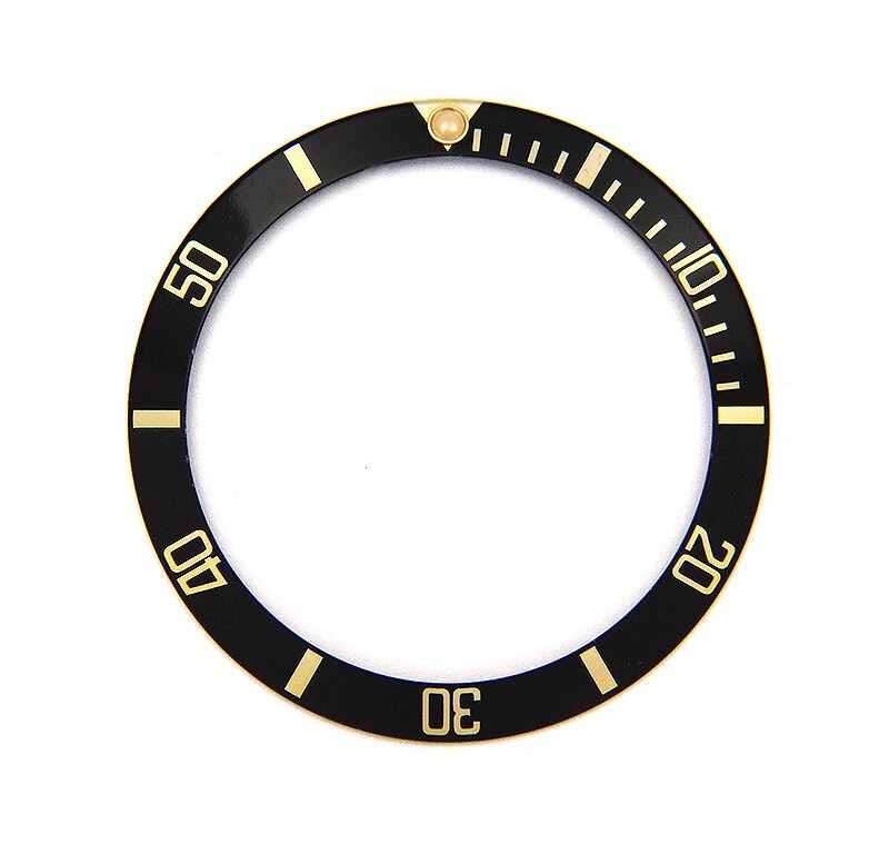 Genuine Rolex Submariner 16803 16613 16618 Flat 4 Black Yellow Gold Bezel Insert