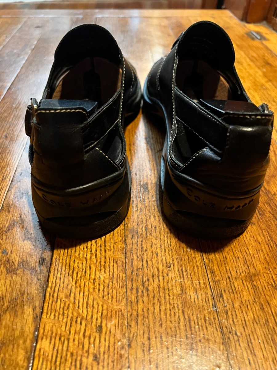 Cole Haan Men’s Black Leather Woven Sandals Dempsey Fisherman Nike Air Sole Cole Haan Mens NikeAir Black Leather Sandals 11.5 Dempsey  main image 3