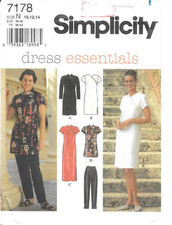 Uncut Simplicity Sewing Pattern 7178 Petite Dress Top and Pants: Size 10-12-14