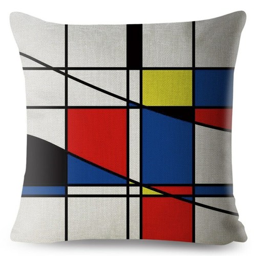 Mondrian Yellow Geometric Stitching Throw Square Cushion Covers Linen Home Decor - Picture 13 of 38