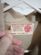 BSA Boy Scouts Official Men's Tan Shirt Small 14-14.5 Long Sleeve