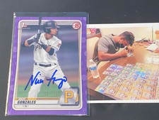 Nick Gonzales Pirates Signed 2020 1st Bowman Base Card Purple Paper Auto