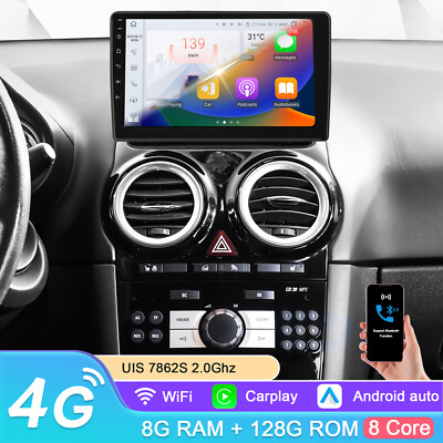 9'' 8+128G Android 14 Autoradio GPS Apple Carplay Für Opel Corsa D 2007-2012 DAB+