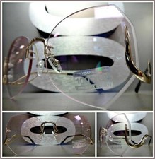 OVERSIZED VINTAGE RETRO Style SUN GLASSES Upside Down Gold Frame Pink Clear Lens
