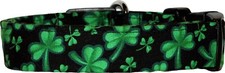 Black  Green Shamrocks St. Patrick's Day Handmade Dog Collar