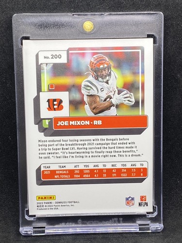 Joe Mixon RARE GOLD REFRACTOR INVESTMENT CARD SSP PANINI BENGALS TEXANS MINT - Picture 2 of 2