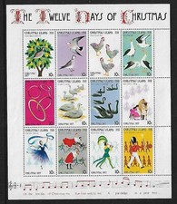 1977 Christmas 12 Days of Christmas MUH/MNH Mini Sheet Tones on Rear