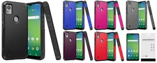 For Cricket Icon 5 SL112C ShockProof Hybrid Case Phone Cover + Tempered Glass