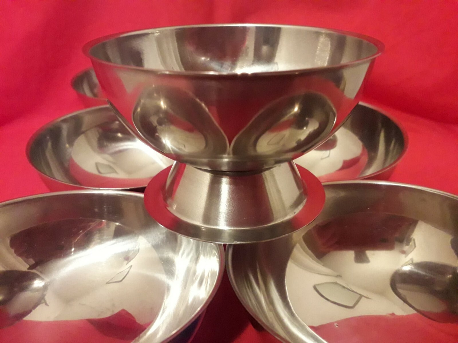 7 COPPETTE GELATO in ACCIAIO INOX VINTAGE + omaggio set x ghiaccioli