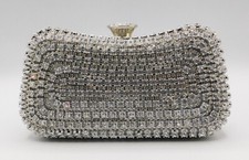New Vintage Rhinestone Evening Handbag Wedding Party Clutch Purse 10067/Silver