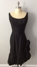 Vintage Robinson's California Wiggle Ruffle Sleeveless Little Black Dress Size 6
