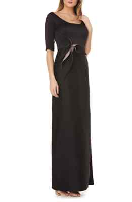 KAY UNGER Twist Mikado Column Gown. (size 8)